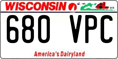 WI license plate 680VPC