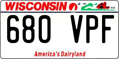 WI license plate 680VPF