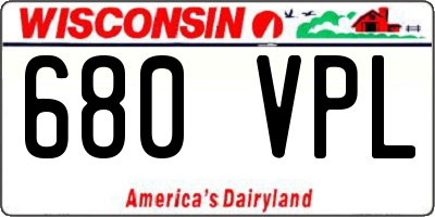 WI license plate 680VPL