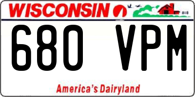 WI license plate 680VPM