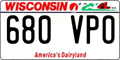 WI license plate 680VPO