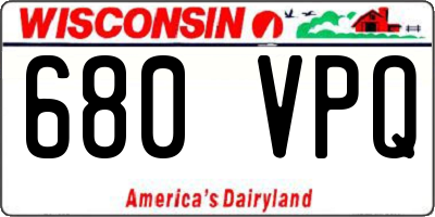 WI license plate 680VPQ
