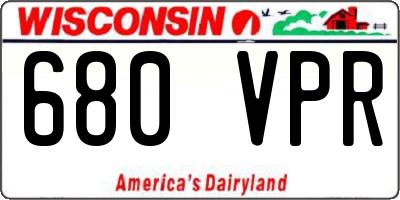 WI license plate 680VPR
