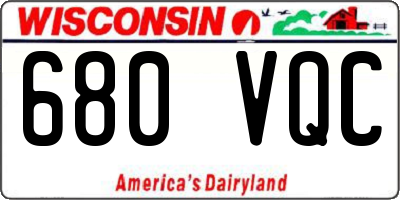WI license plate 680VQC