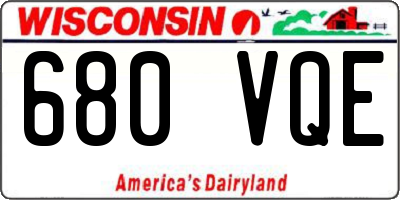 WI license plate 680VQE
