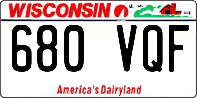 WI license plate 680VQF