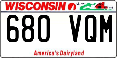 WI license plate 680VQM