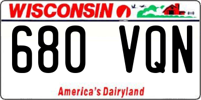 WI license plate 680VQN