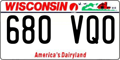 WI license plate 680VQO