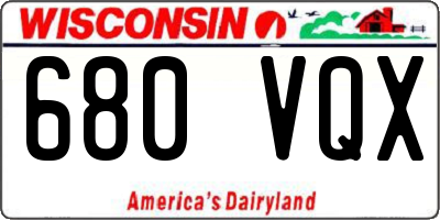 WI license plate 680VQX