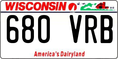 WI license plate 680VRB