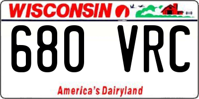 WI license plate 680VRC