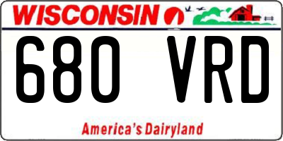 WI license plate 680VRD