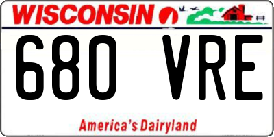 WI license plate 680VRE