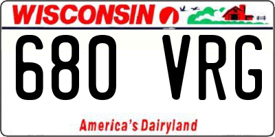 WI license plate 680VRG