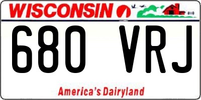 WI license plate 680VRJ