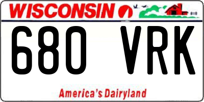 WI license plate 680VRK