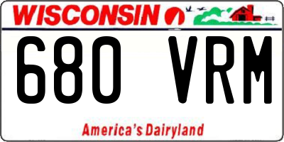 WI license plate 680VRM