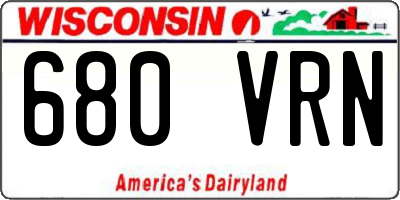WI license plate 680VRN