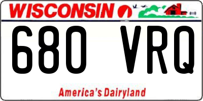 WI license plate 680VRQ