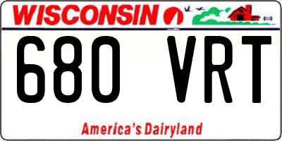 WI license plate 680VRT