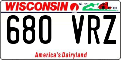 WI license plate 680VRZ