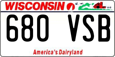 WI license plate 680VSB