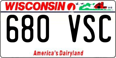 WI license plate 680VSC