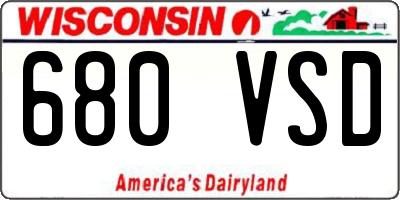 WI license plate 680VSD