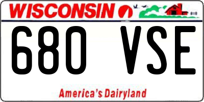 WI license plate 680VSE