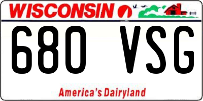 WI license plate 680VSG