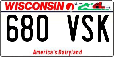 WI license plate 680VSK