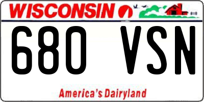 WI license plate 680VSN