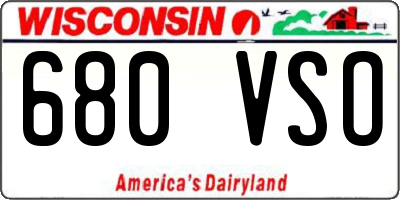 WI license plate 680VSO