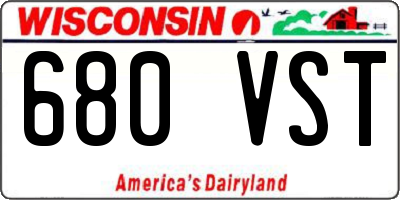 WI license plate 680VST