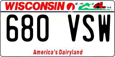 WI license plate 680VSW