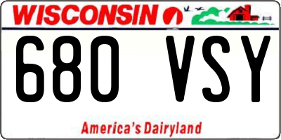 WI license plate 680VSY
