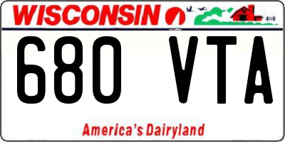 WI license plate 680VTA