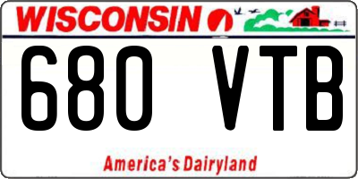 WI license plate 680VTB