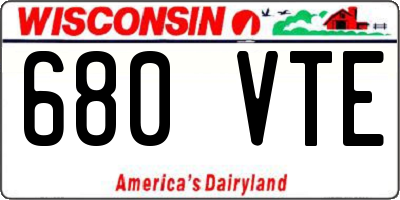 WI license plate 680VTE