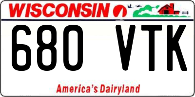 WI license plate 680VTK