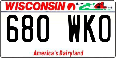 WI license plate 680WKO