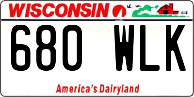 WI license plate 680WLK