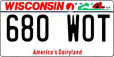 WI license plate 680WOT