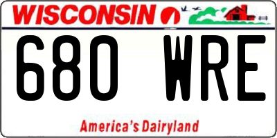 WI license plate 680WRE