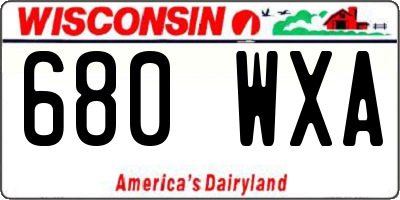 WI license plate 680WXA