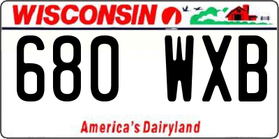 WI license plate 680WXB