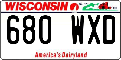 WI license plate 680WXD