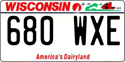 WI license plate 680WXE