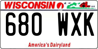 WI license plate 680WXK